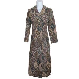 Vintage 70's Althof Petit Paris Long Tapestry Coat, 100% Cotton, Size Medium